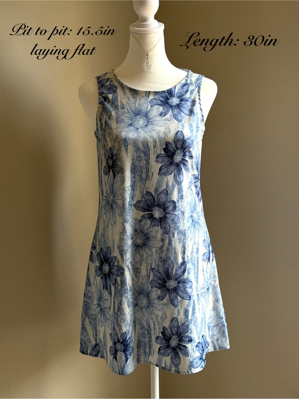 Vintage Joules Blue and White Floral Mini Dress